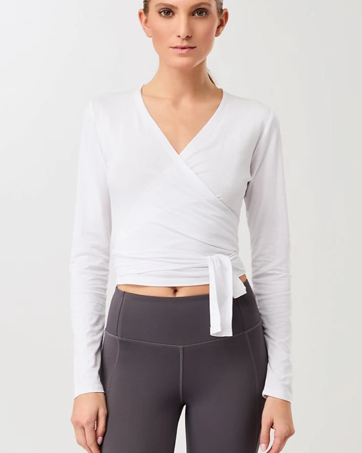 MANDALA Damen vegan Jacke Wrap Weiß