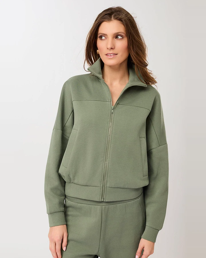 MANDALA Damen vegan Jacke Blouson Anthrazit Grün