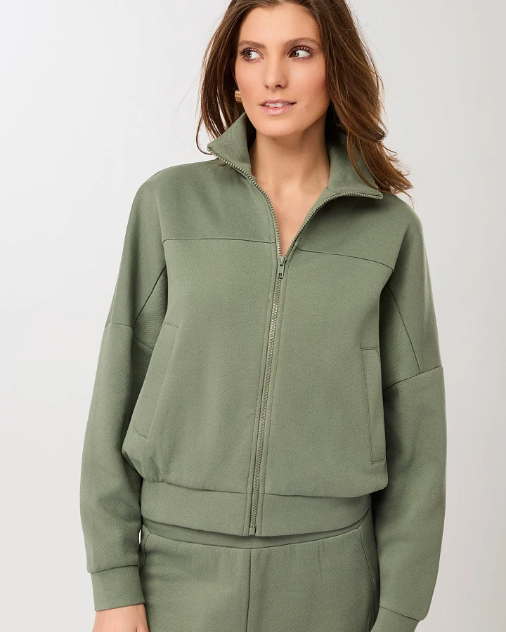 MANDALA Damen vegan Jacke Blouson Anthrazit Grün