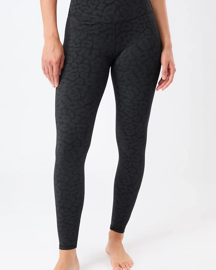 MANDALA Damen vegan Strumpfhose Monoprinted Leo Schwarz