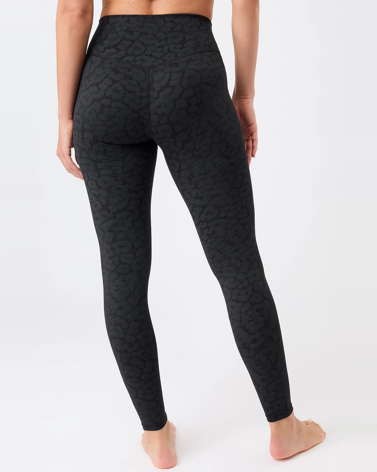 MANDALA Damen vegan Strumpfhose Monoprinted Leo Schwarz – Ansicht 2