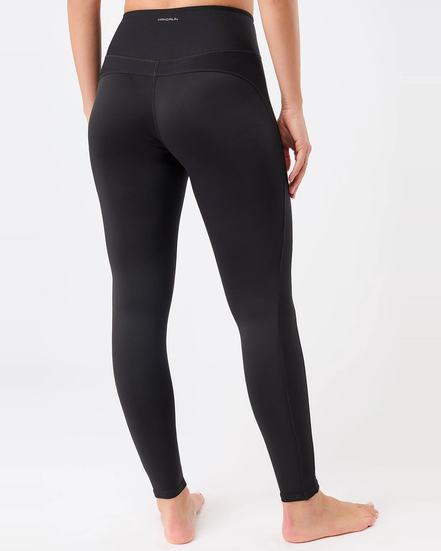 MANDALA Damen vegan Leggings Rib Mix All Black – Ansicht 2