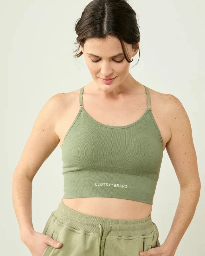 Clotsy Damen vegan Sporttop Cross Grün