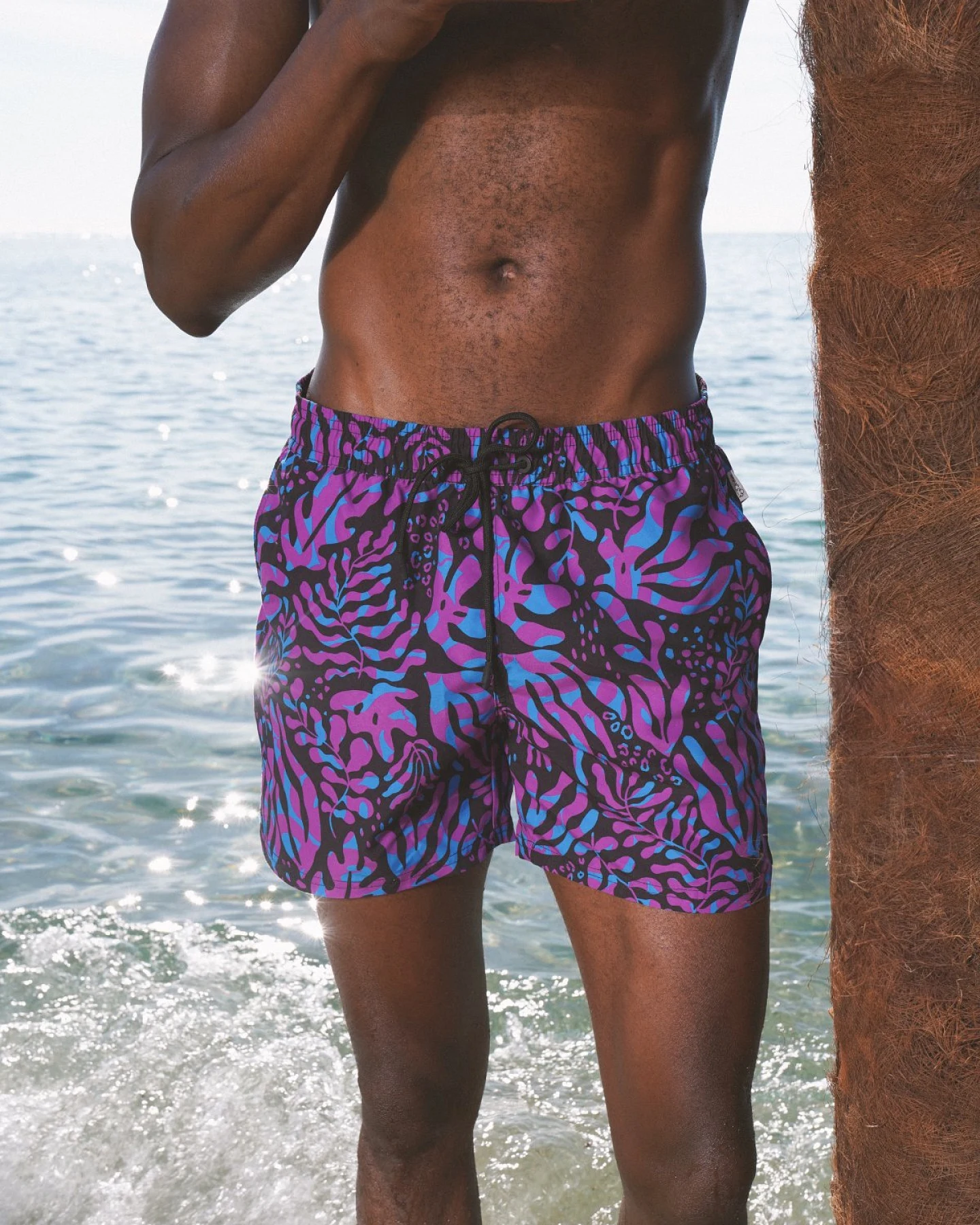 Badeshorts Leafs Schwarz – Ansicht 2