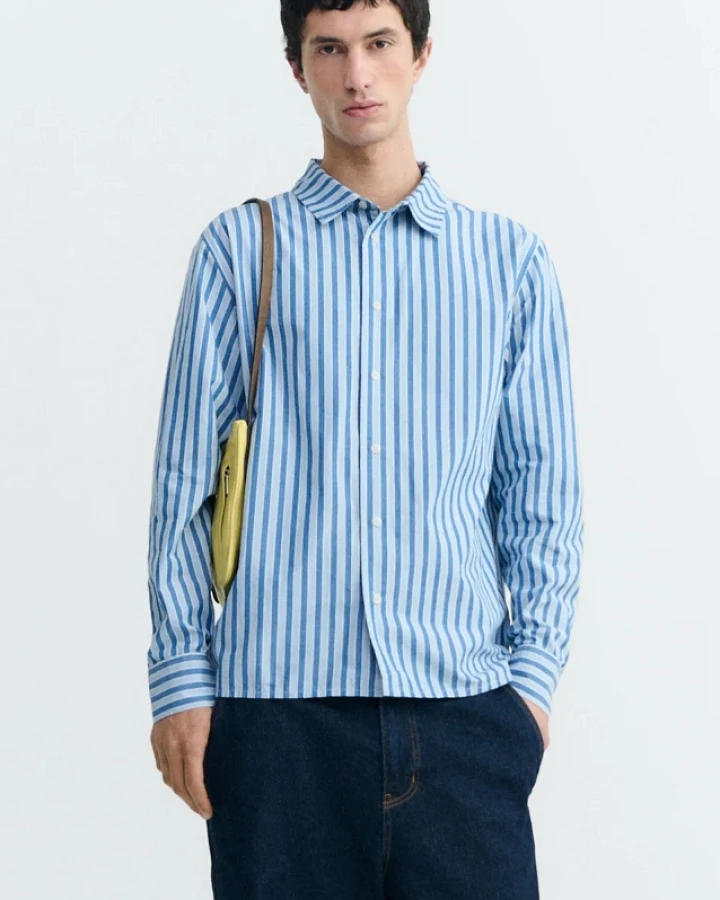 Thinking MU Herren vegan Hemd Jimbo Blau Gestreift