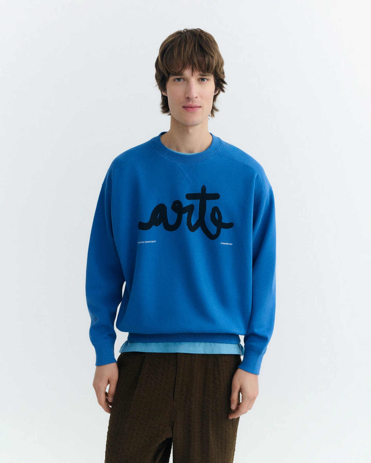 Thinking MU Herren vegan Sweatshirt Jadewon Art Oversized Blau – Ansicht 2