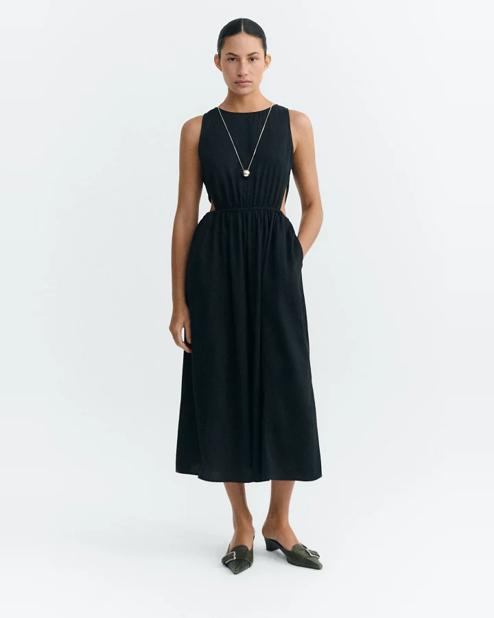 Thinking MU Damen vegan Midikleid Kin Schwarz