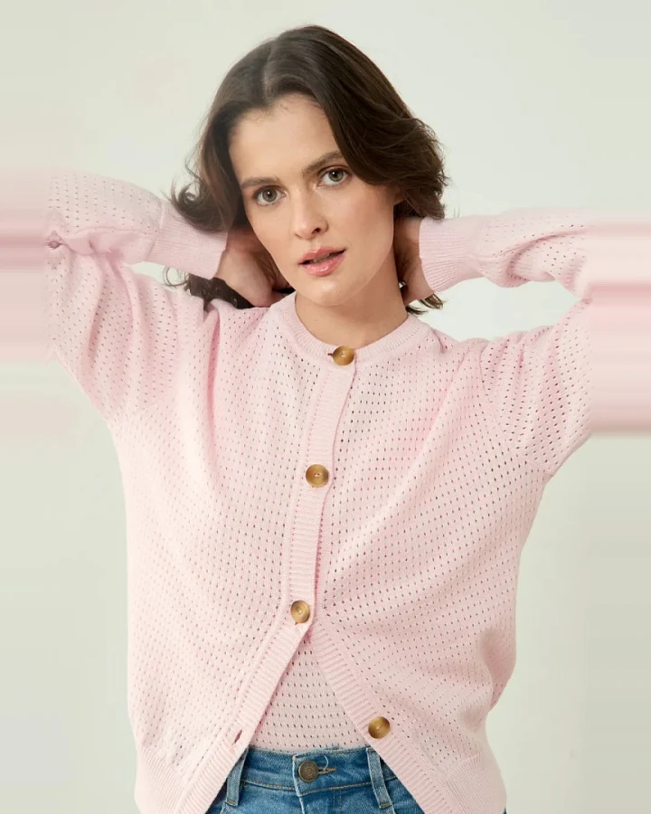 Clotsy Damen vegan Strickjacke Dària Rosa