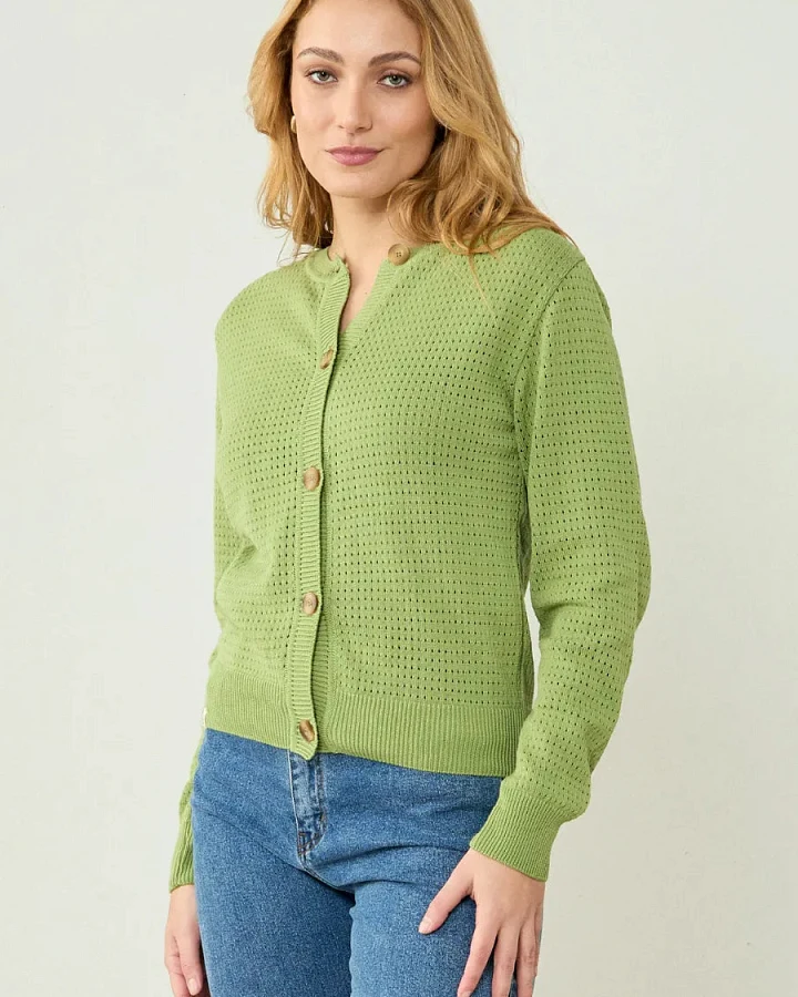 Clotsy Damen vegan Strickjacke Dària Grün
