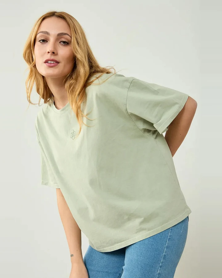 Clotsy Damen vegan T-Shirt Oversized Grün