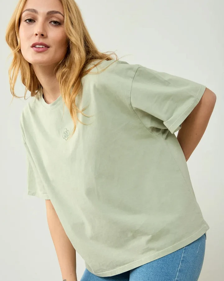 Clotsy Damen vegan T-Shirt Oversized Grün