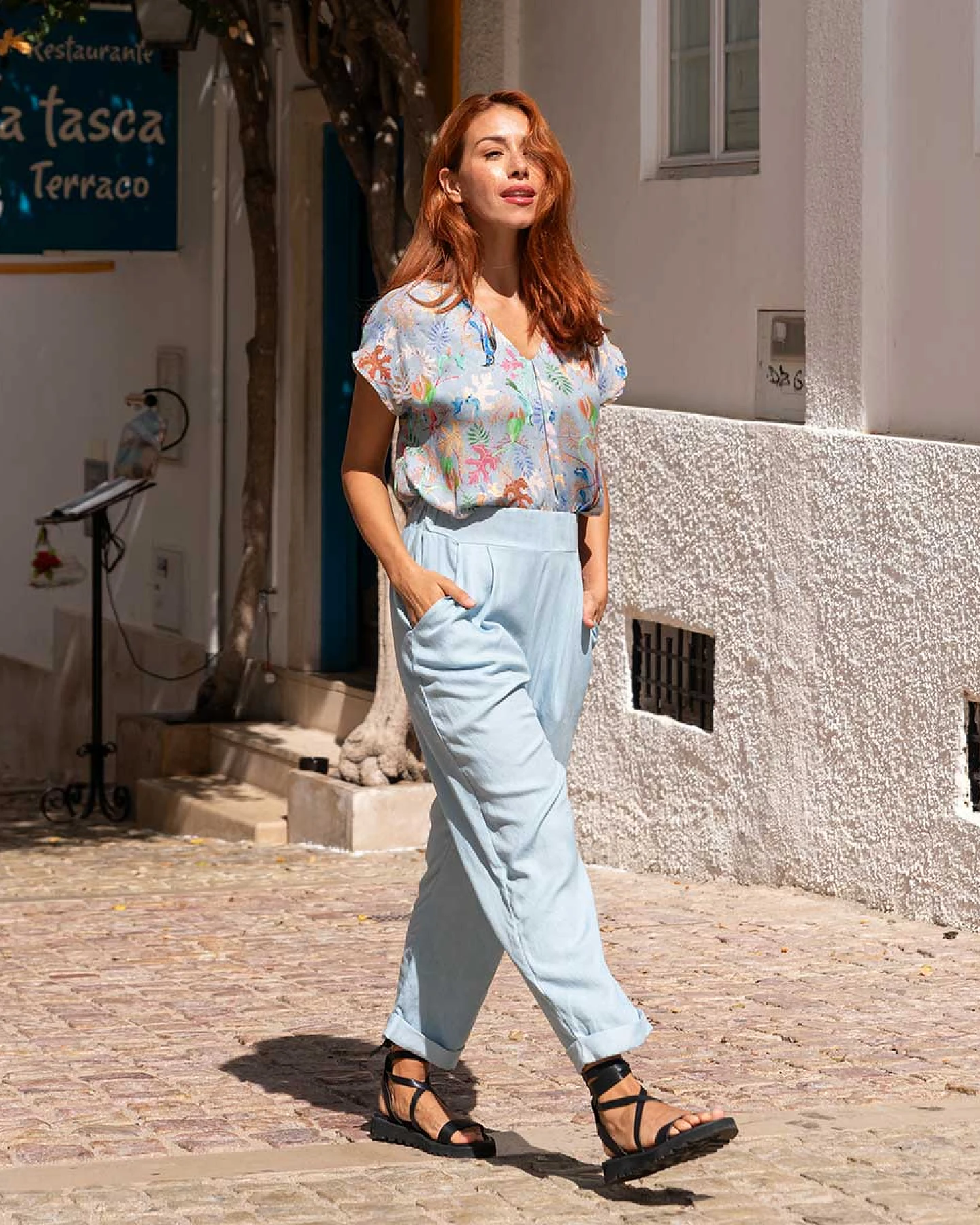 WiDDA Damen vegan Pants Jupp Pleated Light Blue – Ansicht 2