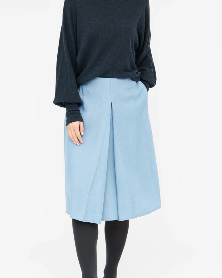 WiDDA Damen vegan Skirt Pleat Blue