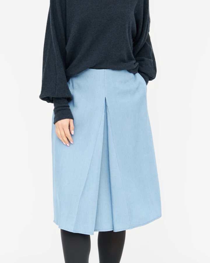 WiDDA Damen vegan Skirt Pleat Blue
