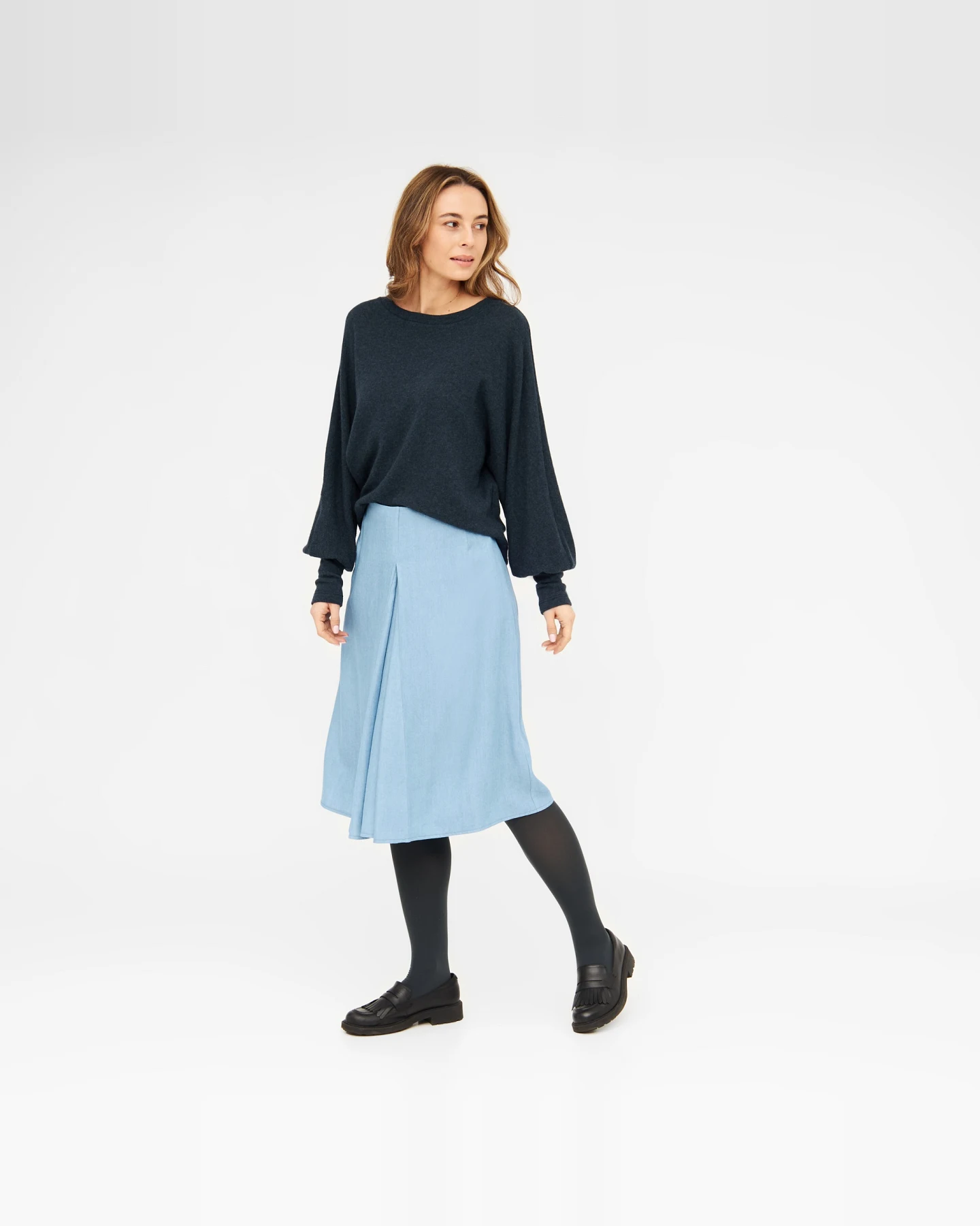 WiDDA Damen vegan Skirt Pleat Blue – Ansicht 2