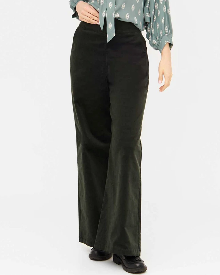 WiDDA Damen vegan Pants Marlene Style Glen Wide Dark Green