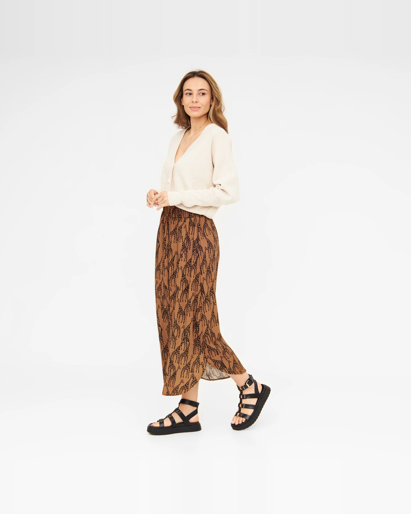 WiDDA Damen vegan Skirt Julip Giraffe Print Terra – Ansicht 2