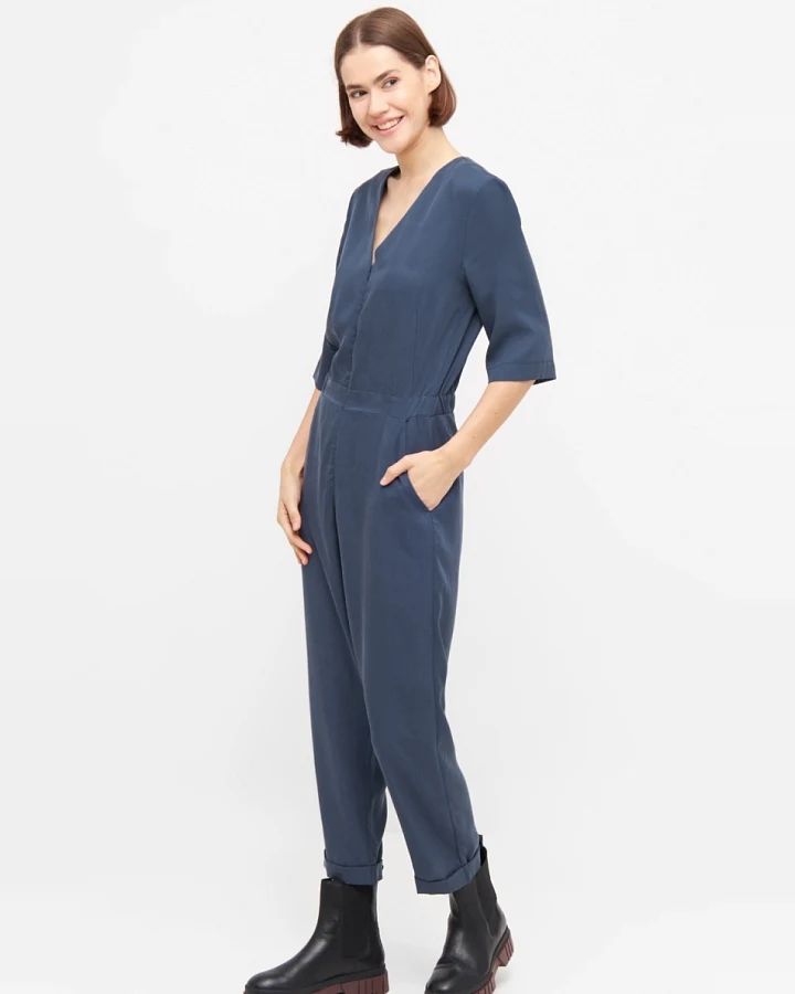 WiDDA Damen vegan Jumpsuit Jill Smoke Blue