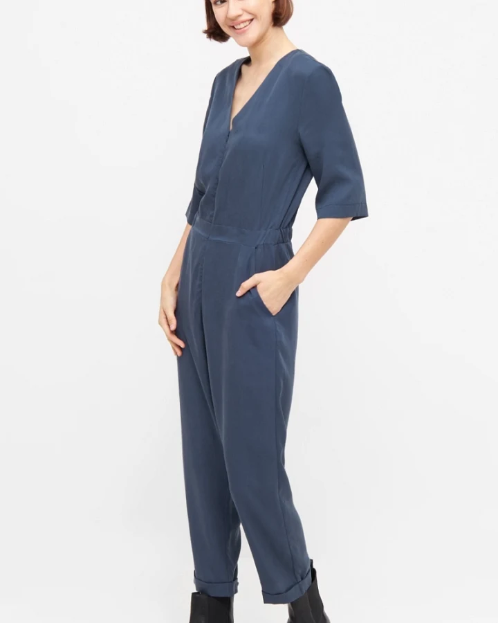 WiDDA Damen vegan Jumpsuit Jill Smoke Blue