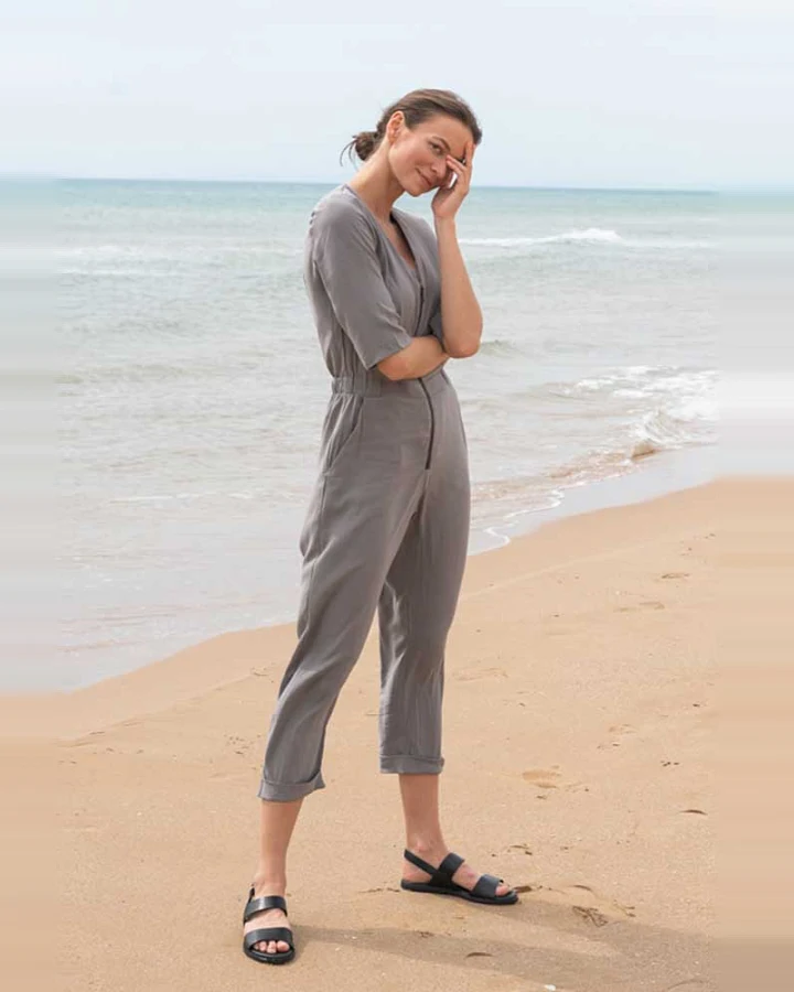 WiDDA Damen vegan Jumpsuit Jill Light Grey