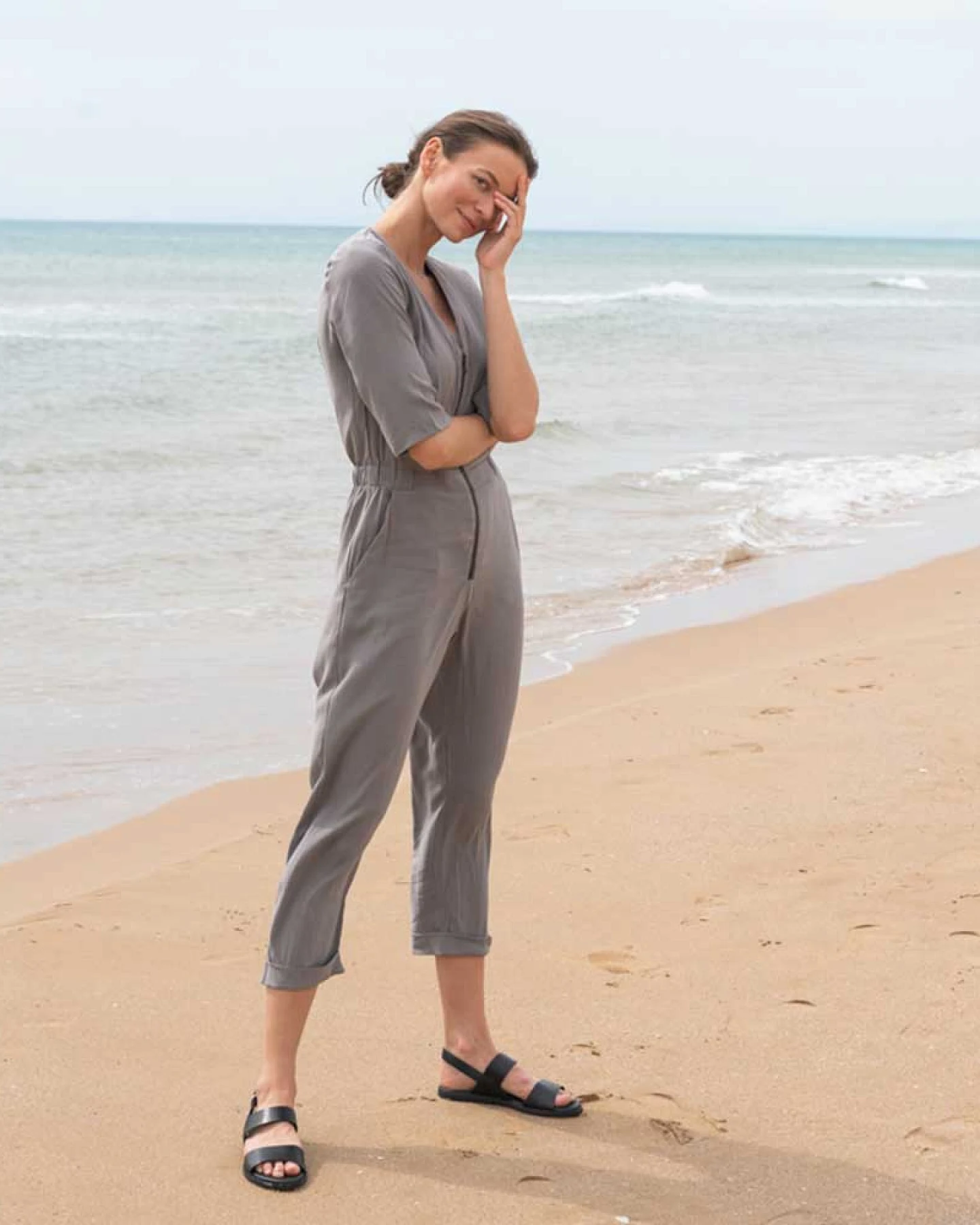 WiDDA Damen vegan Jumpsuit Jill Light Grey – Ansicht 2