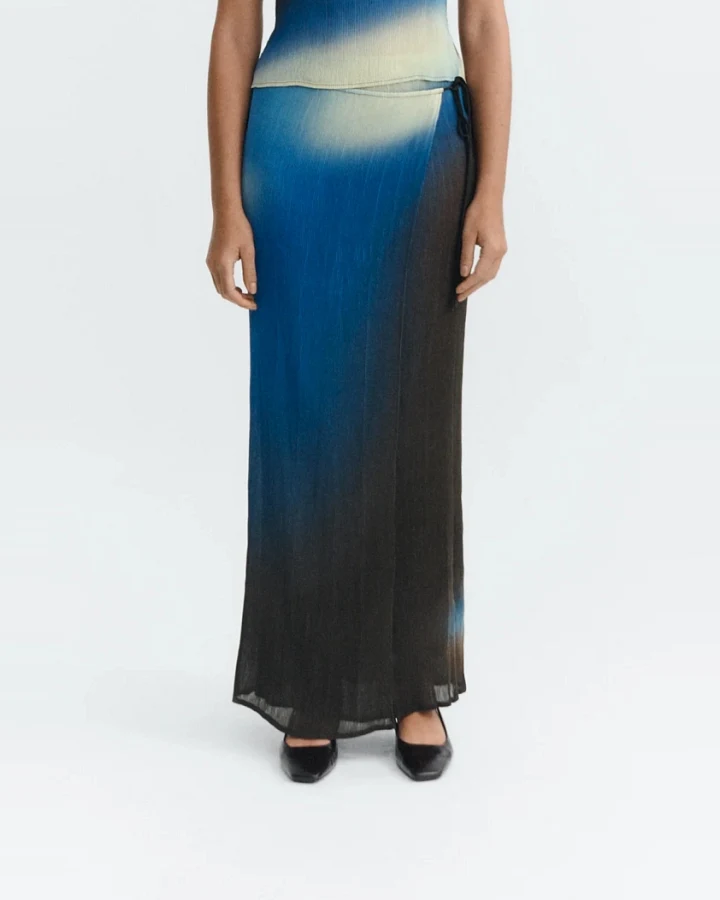 Thinking MU Damen vegan Long Skirt Pauline Glass Pleated Brown