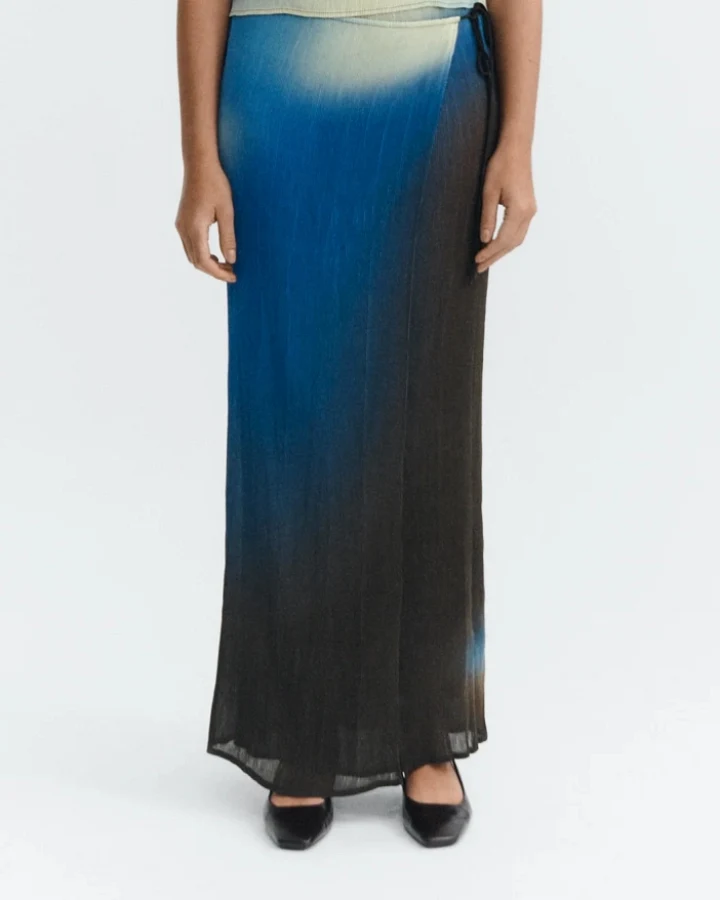 Thinking MU Damen vegan Long Skirt Pauline Glass Pleated Brown
