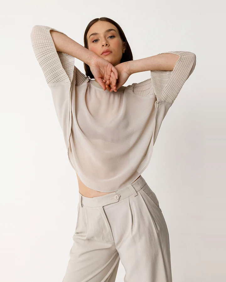 SKFK Damen vegan Hemd Loiara Beige