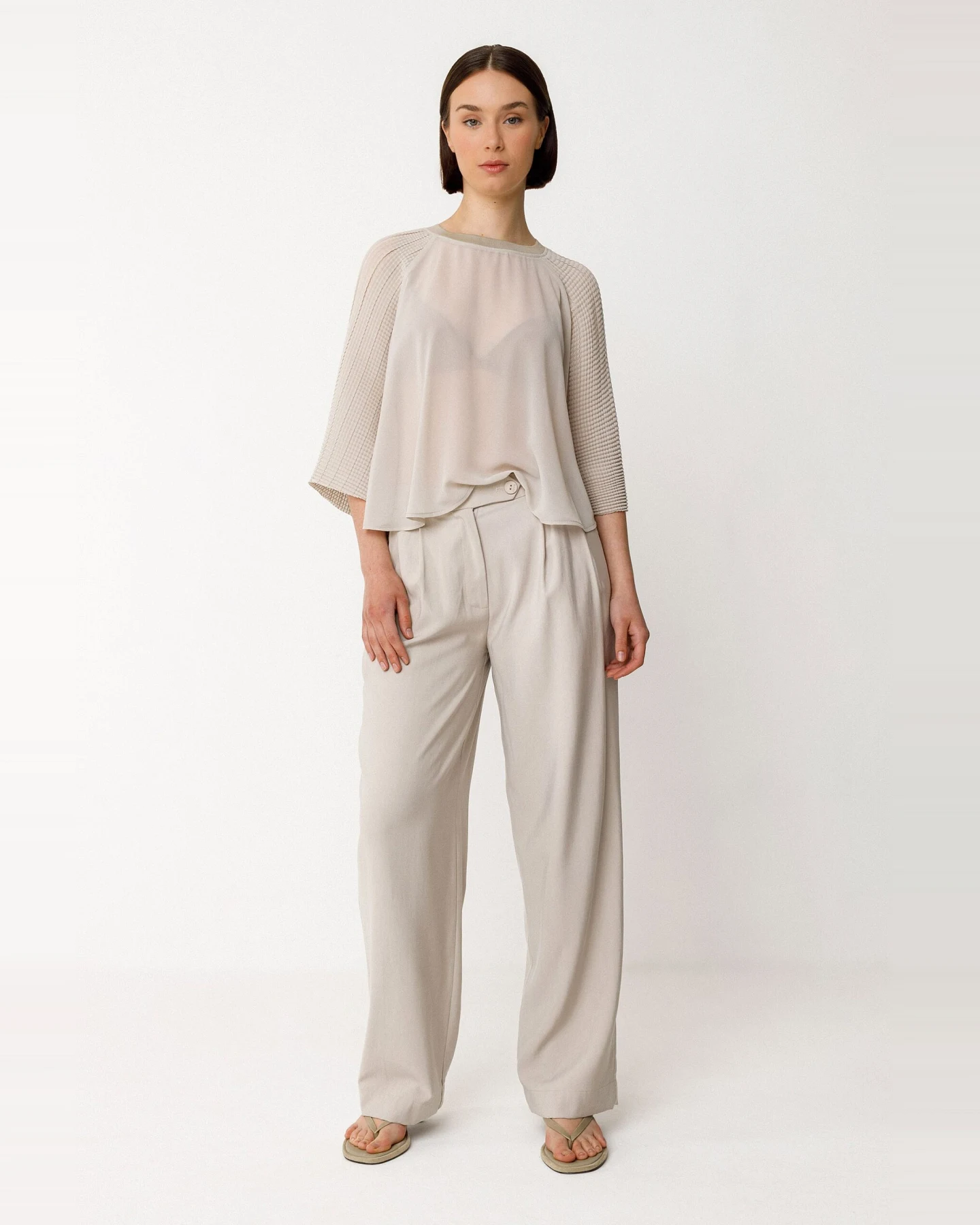 SKFK Damen vegan Hemd Loiara Beige – Ansicht 2