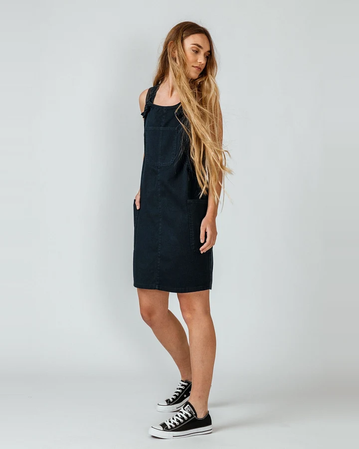 SKFK Damen vegan Kleid Pinafore Marineblau