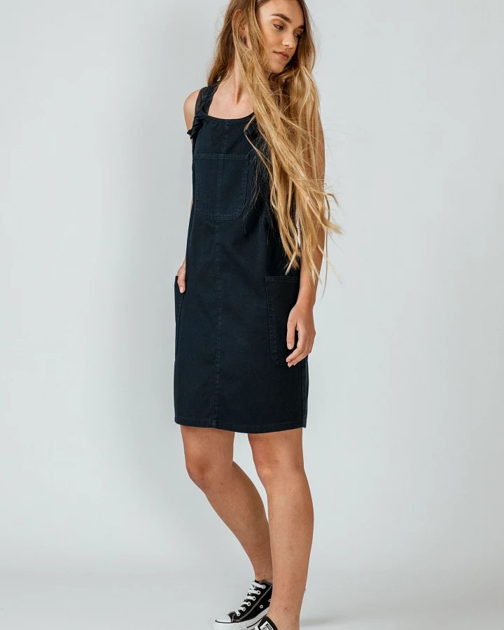 SKFK Damen vegan Kleid Pinafore Marineblau