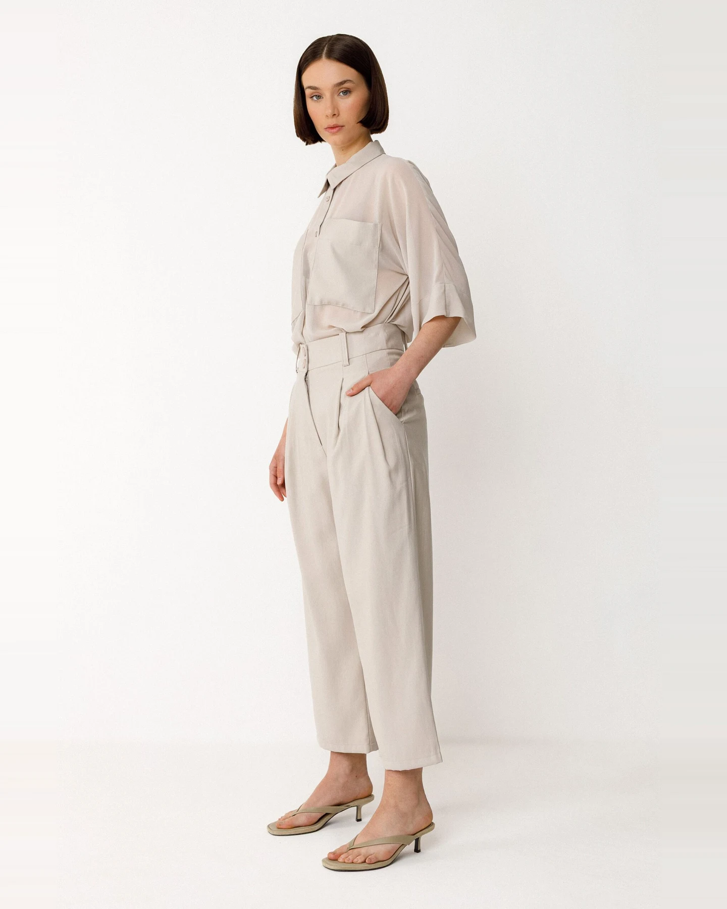 SKFK Damen vegan Hemd Kaia Beige – Ansicht 2