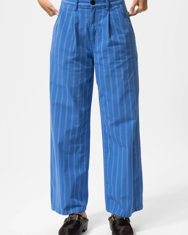 Hose Gullan Striped Workwear Blau