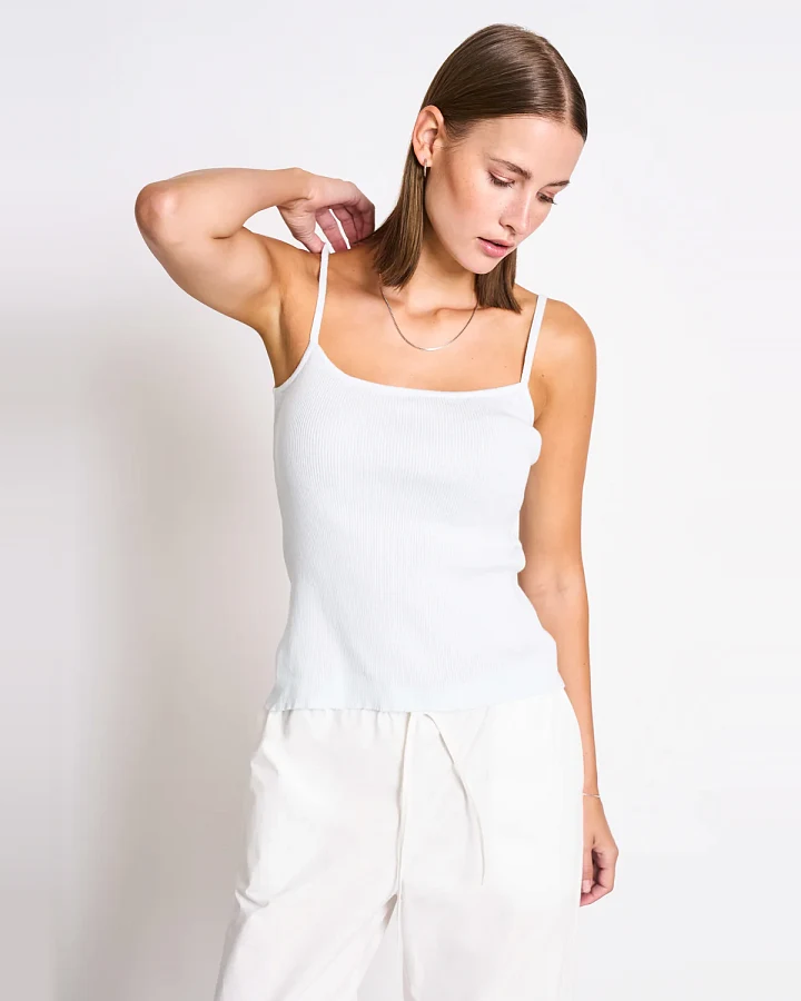 JAN 'N JUNE Damen vegan Stricktop Spaghetti Castanea Eisblau