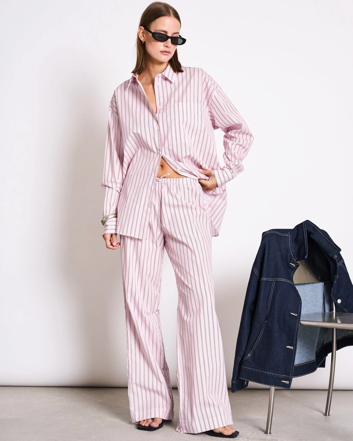 JAN 'N JUNE Damen vegan Hose Cetos Light Orchid Gestreift – Ansicht 2