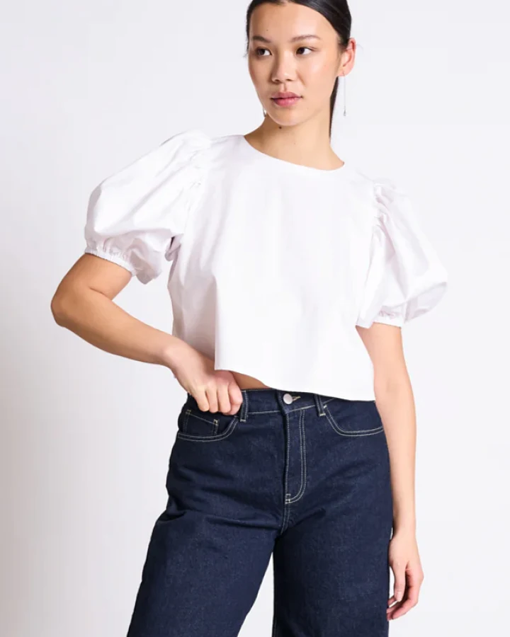 JAN 'N JUNE Damen vegan Bluse Cropped Olmos Weiß
