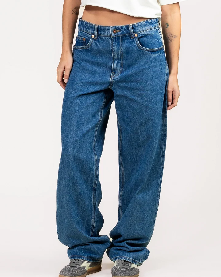 Kuyichi Damen vegan Jeans Rubinrot Entspannt Marmoriert Blau