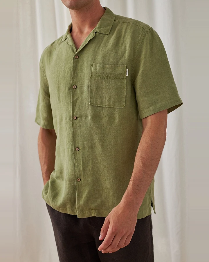 TWOTHIRDS Herren vegan Hemd Olorua Salbeigrün