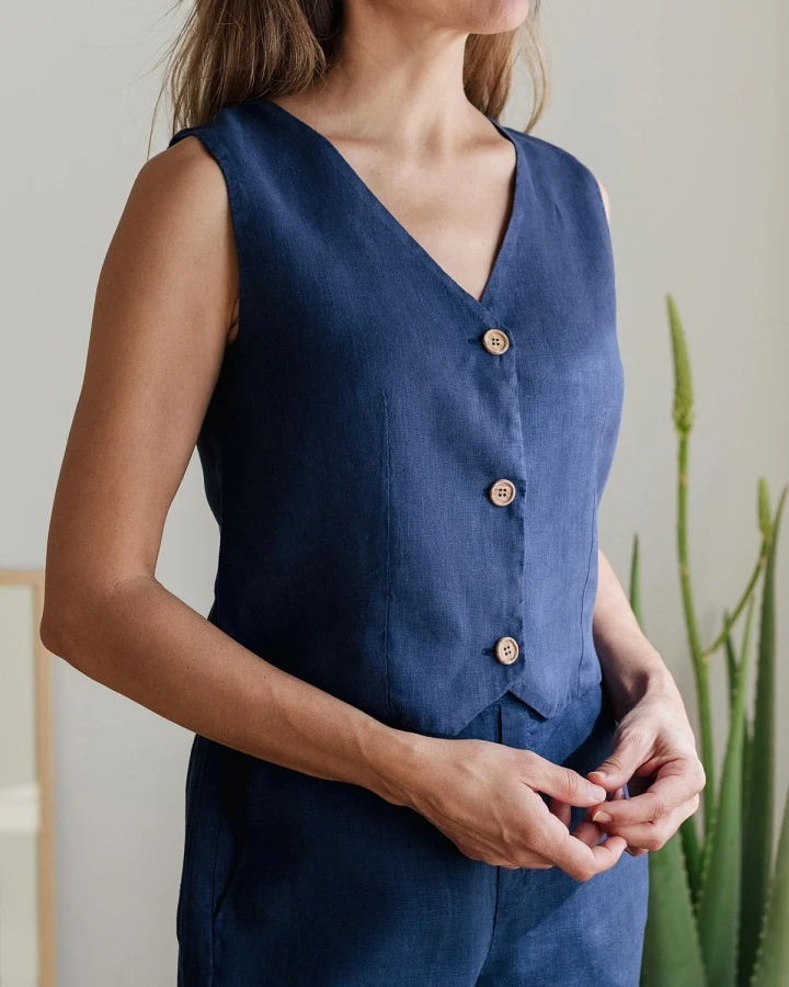 TWOTHIRDS Damen vegan Weste Ukonkivi Blaue Nacht