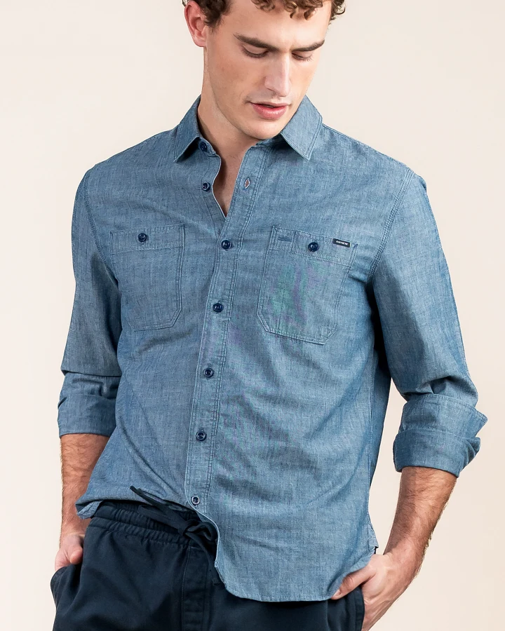 Kuyichi Herren vegan Hemd George Blau