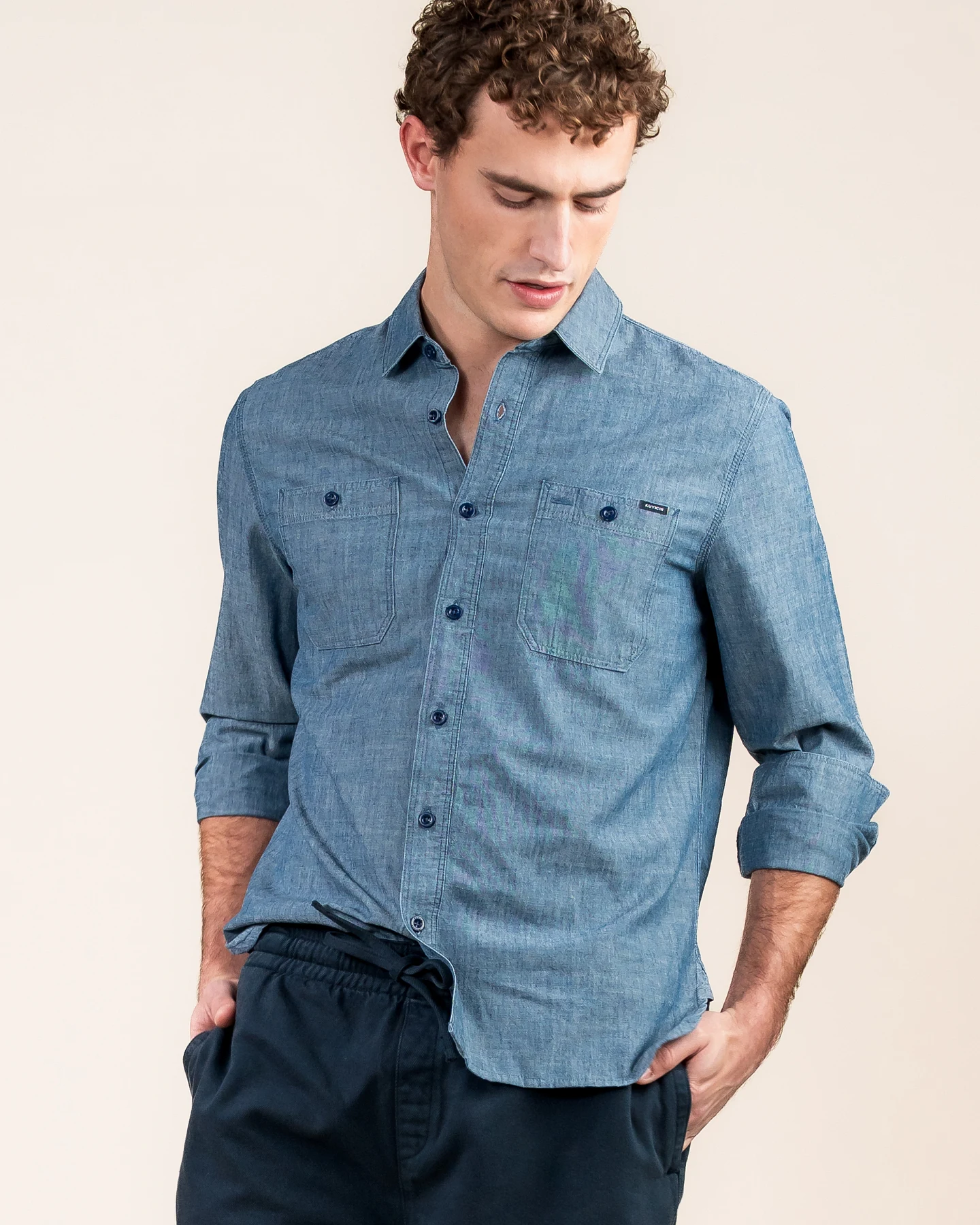 Kuyichi Herren vegan Hemd George Blau – Ansicht 2