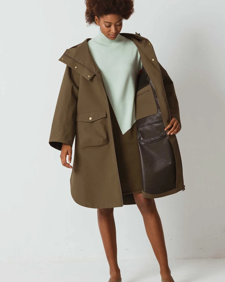SKFK Damen vegan Regenmantel Jasone Khaki