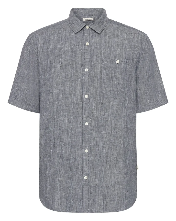 Hemd Regular Linen Short Sleeve Blau