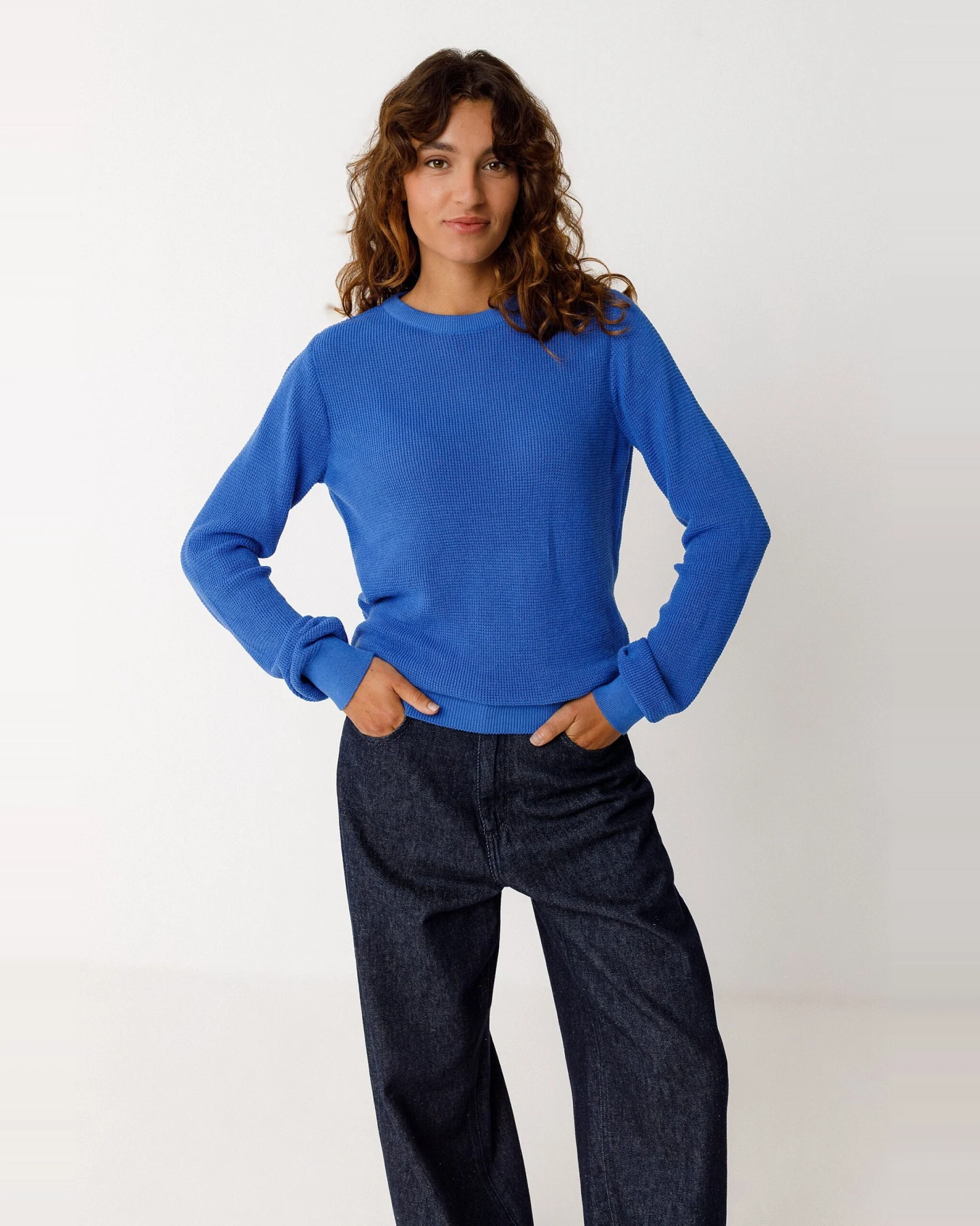 SKFK Damen vegan Pullover Iradi Blau – Ansicht 2