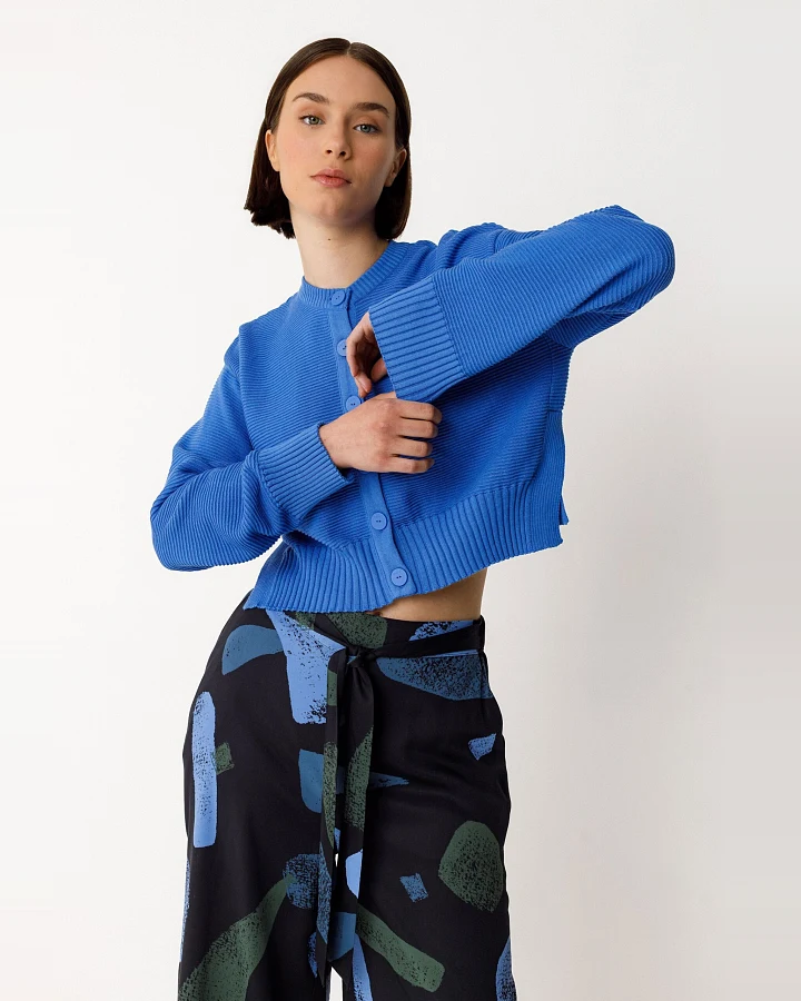 SKFK Damen vegan Strickjacke Belene Blau