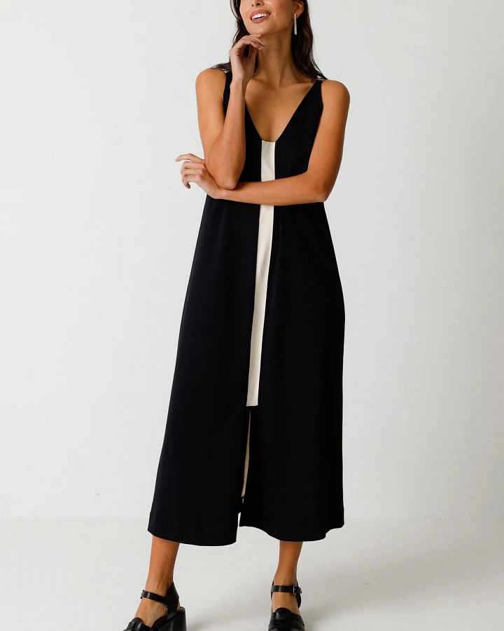 SKFK Damen vegan Kleid Zaine Schwarz/Weiß