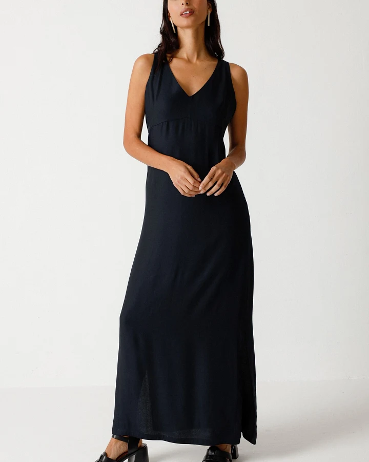 SKFK Damen vegan Kleid Leti Schwarz