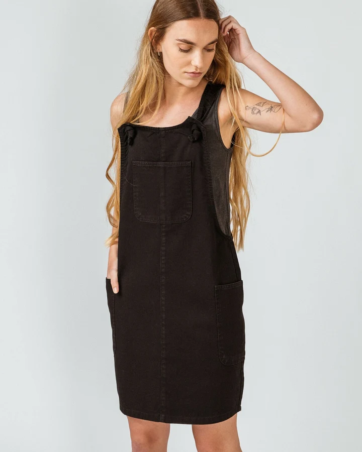 SKFK Damen vegan Kleid Pinafore Schwarz