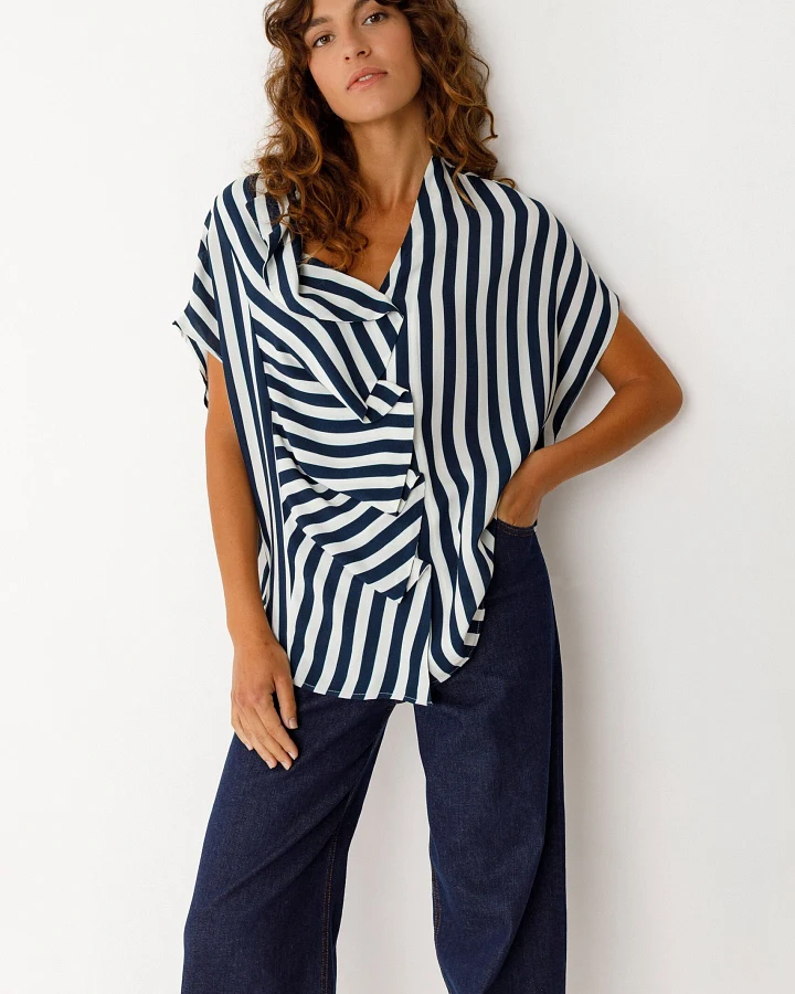 SKFK Damen vegan Hemd Kaua Weiß Blau