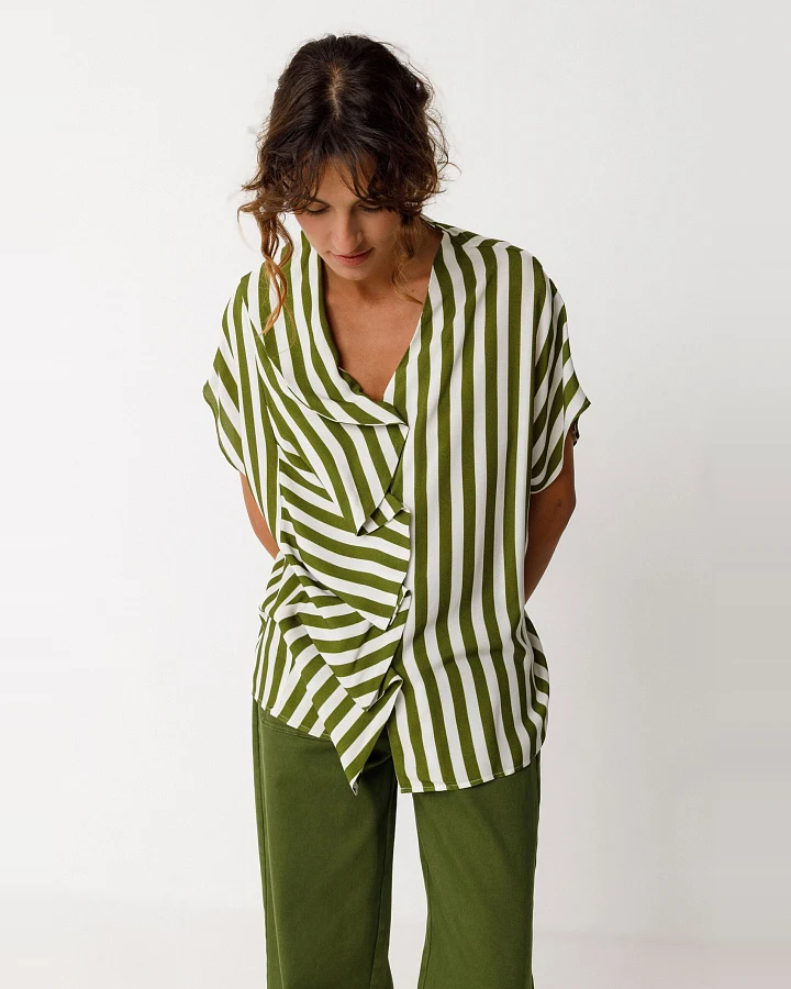 SKFK Damen vegan Shirt Kaua Grün Weiß